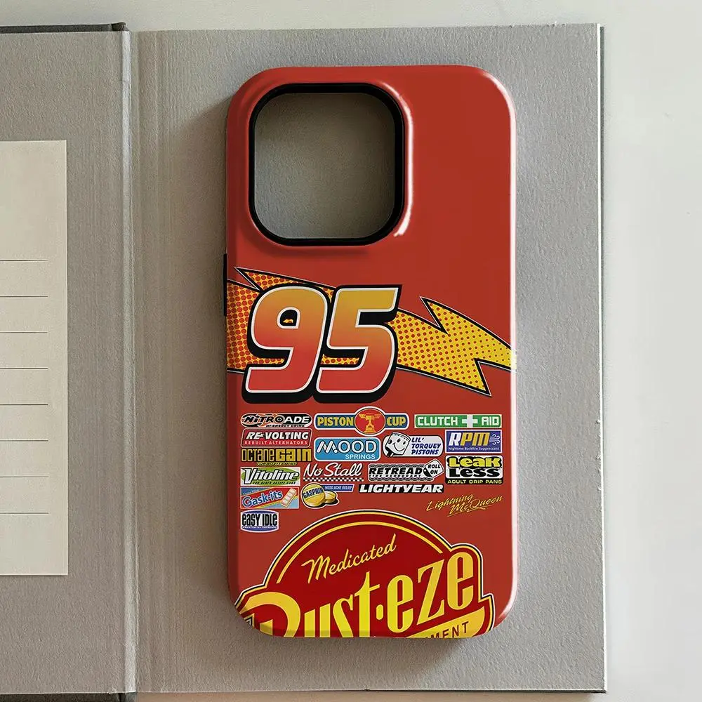 Cars Lightning McQueen 95 Phone Case for iPhone 17 17e 16e 16 15 14 13 12 11 X XS XR XSMAX 7 8 Air ProMax Plus Double-layer Back