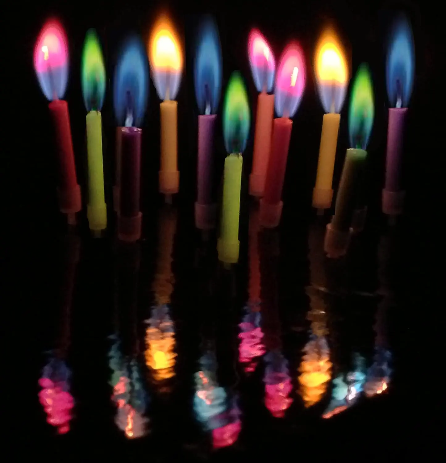 Multicolor Colorflame Unscented Birthday Candles with Holders, 12 Candles for Celebration (12 Count)