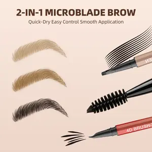 2-in-1 Dual-Ended Eyebrow Pencil | 4D Micro-Fork Tip Liquid Brow Pen & Spoolie Brush, Natural Hair-Like Strokes, Long-Lasting Water-Resistant Smudge-Proof Eye Makeup