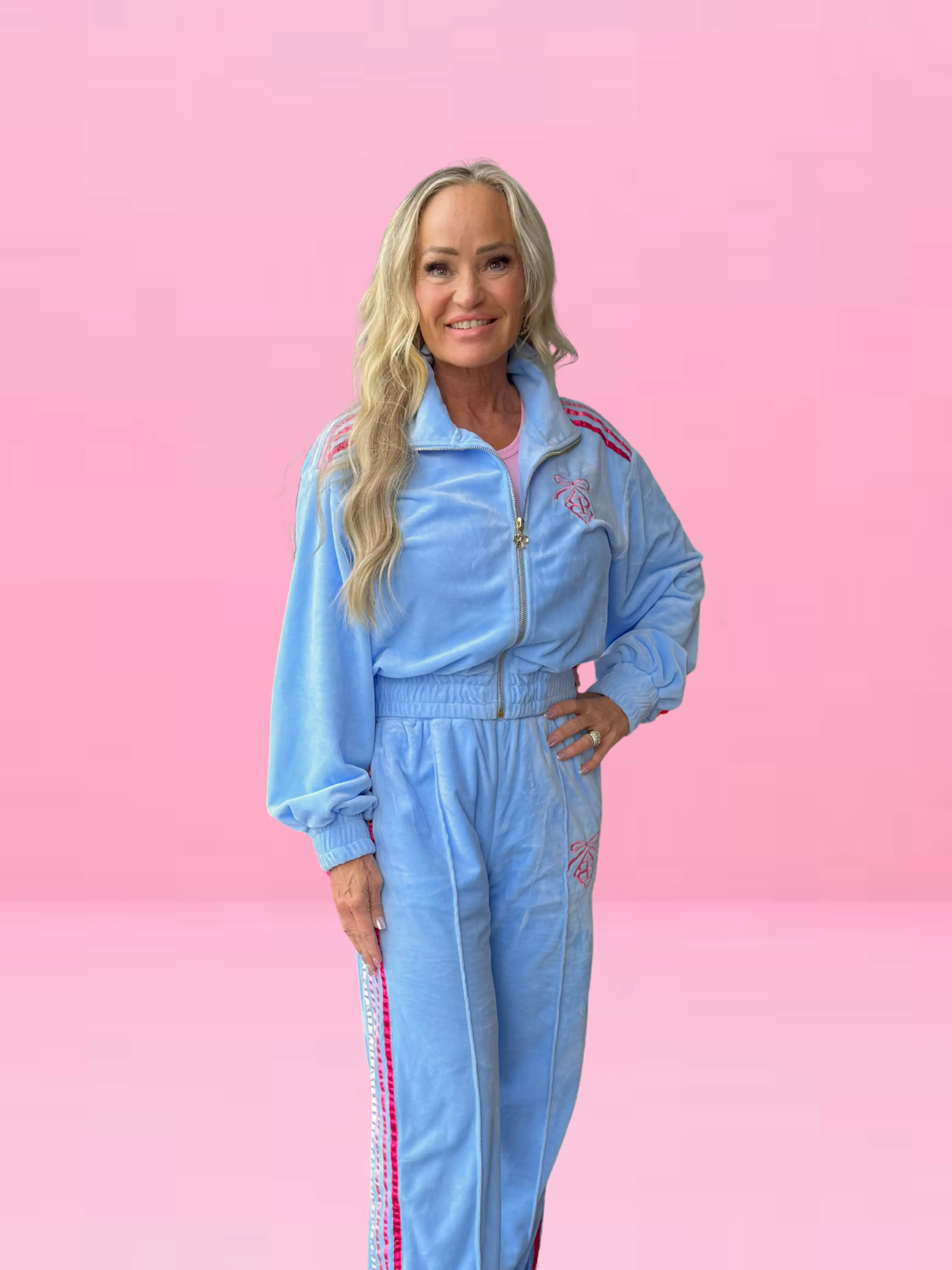 Ice Blue Velour Tracksuit Set