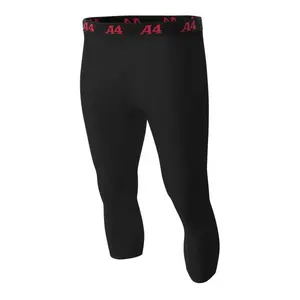 A4tech Boys' 3/4 Length Compression Tights - Multi-Size Stretch Fabric Performance Athletic Base Layer with Muscle Support for Running, Gym, Three-Quarter
