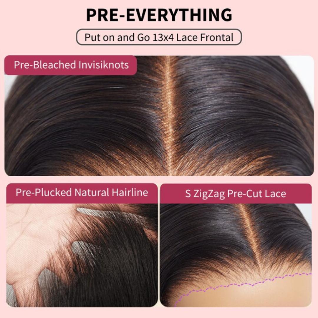 【NEW IN】UNice Pre-Everything Balayage Highlight Fluffy Loose Wave Curtain Bangs Wig   Glueless 13x4 Lace Frontal Human Hair Wigs with Upgraded Drawstring