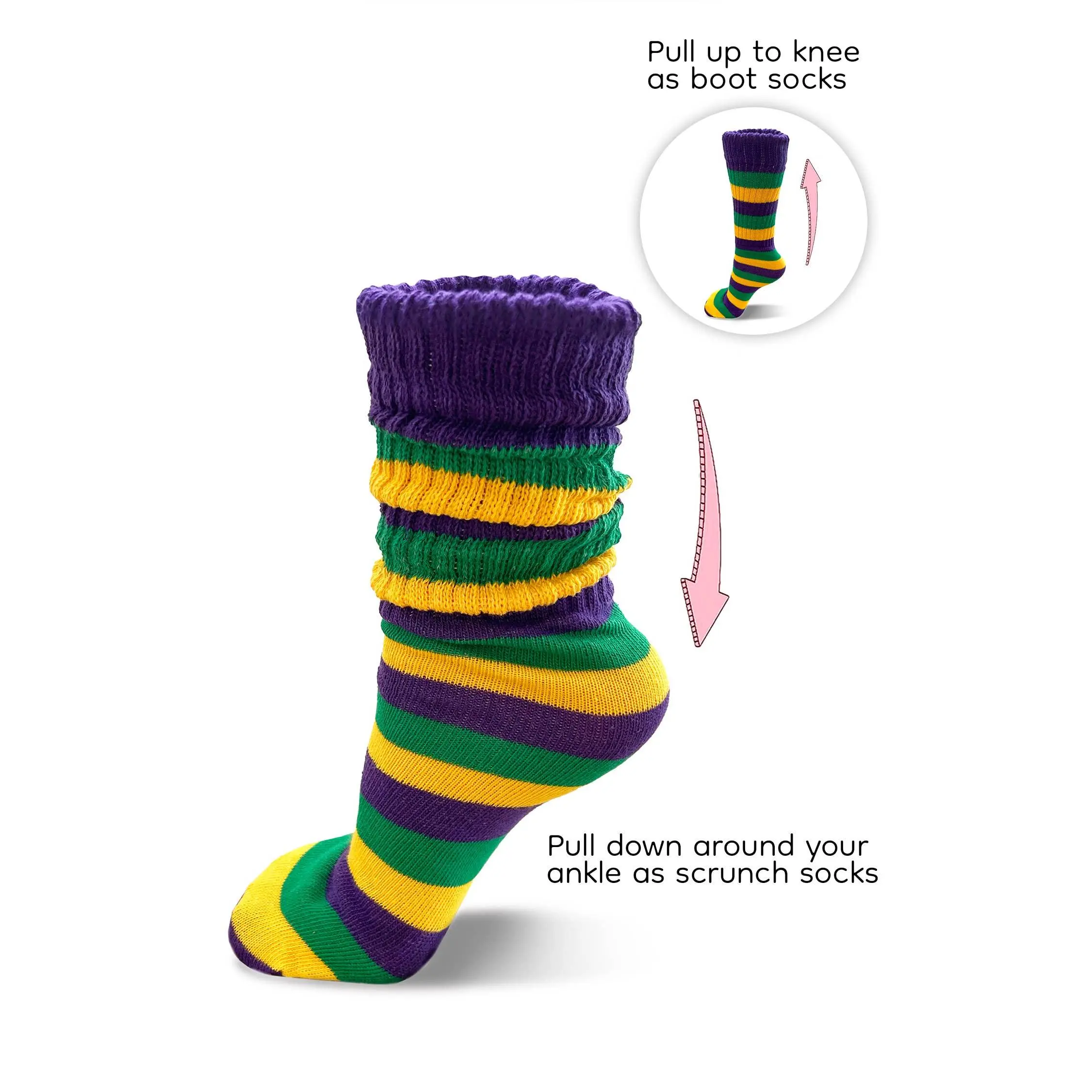 Mardi Gras Socks Slouchy Socks / Boot Socks Mardi Gras Socks Slouchy Socks / Boot Socks