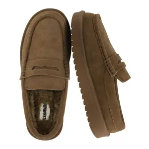 CUSHIONAIRE Ollie Cozy Genuine Suede Clogs for Women, Comfortable Slip-On Mule Loafers, Memory Foam Cushioning, Brown 7