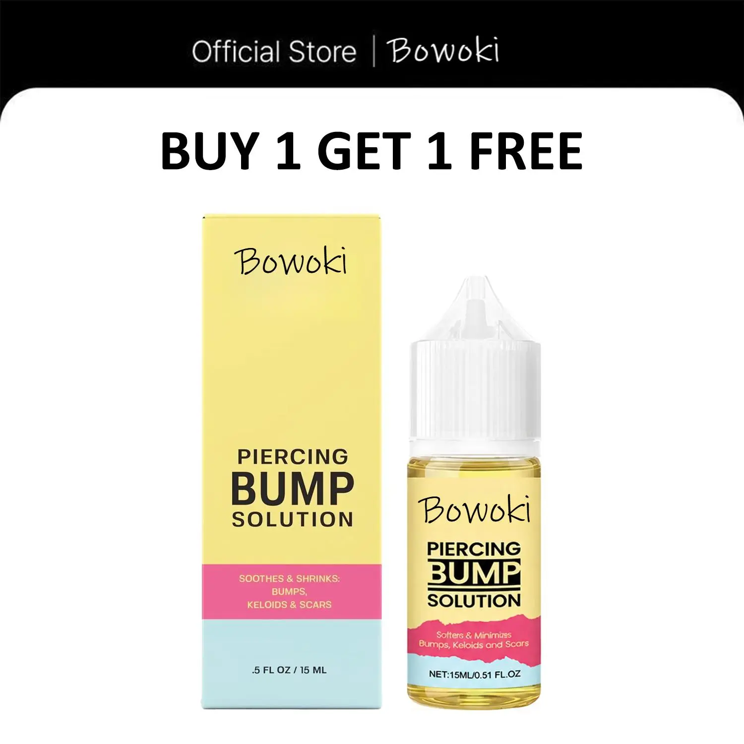 Piercing Bump Solution 2-Pack Plant-Based Soothing Aftercare Oil with Turmeric & Grape Oils, Daily Moisture for Ear & Body Piercings, Dermatologist-Tested Sensitive Skin Care, 30ml Total (15ml x 2)