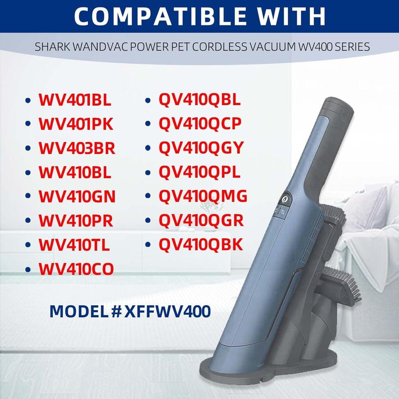 Replacement Vacuum Filters Compatible with Shark WANDVAC Cordless Hand Vacuum WV401 WV410CO WV401BL WV401PK WV403BR WV410PR WV410BL WV410GN WV410TL - Fabric Filters Compare to Part XFFWV400-4 Pack