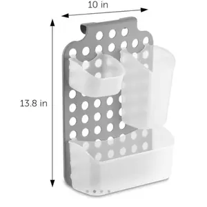 DecorRack Adjustable Hanging Storage, 3 Bins Over Shower Door Organizer, Bathroom Storage With Removable Baskets For Space Saving, BPA Free