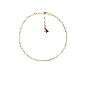 SHASHI Diamond Tennis Necklace in Gold
