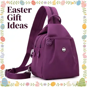 Fashion Oxford Cloth Casual Backpack Messenger Bag Chest Bag with Side Pouch Adjustable Strap Zipper Pocket Inner Patch Pocket 30x21x14cm