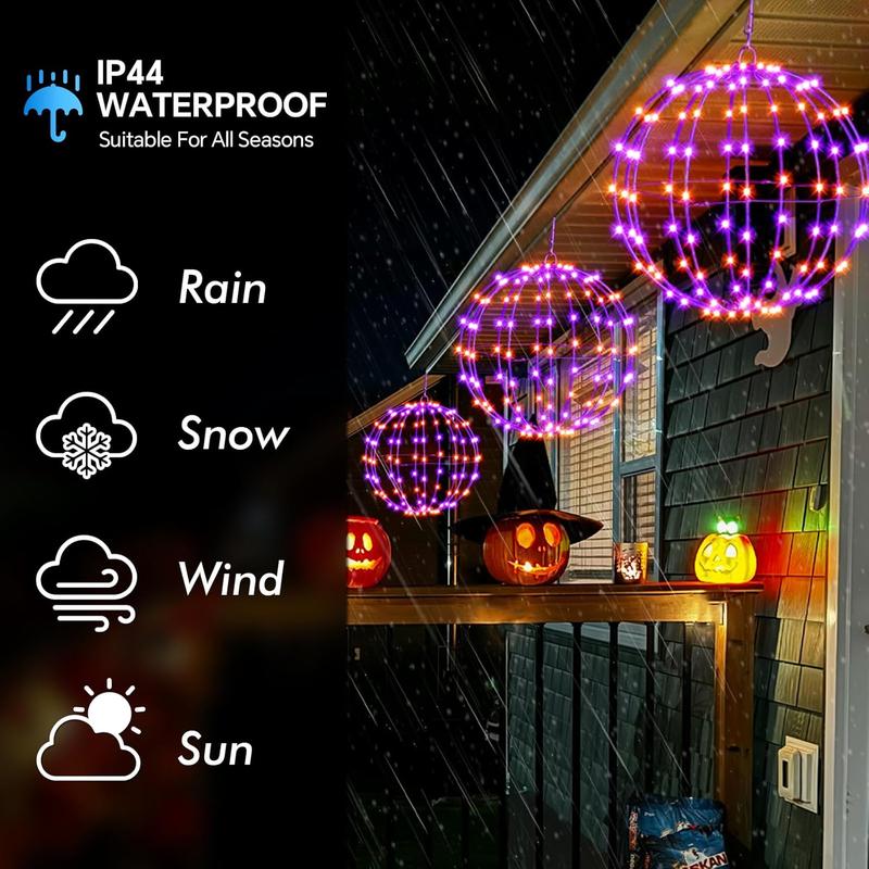 Smart LED Christmas Ball Lights 12 Inch 108 LED Foldable Color Changing Sphere Lights with App Remote Control Waterproof Outdoor Patio Tree Decor