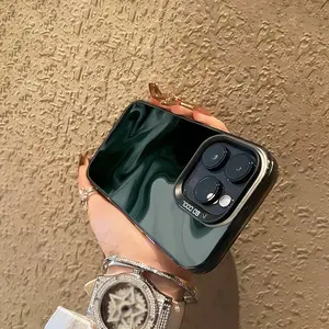 Creative Artistic Case for iPhone 16 Pro Max 15 Plus 14 13 12 11 XS XR Green Gradient Pattern Matte Shockproof Anti-Scratch Stylish Smartphone Cover Protective Protection