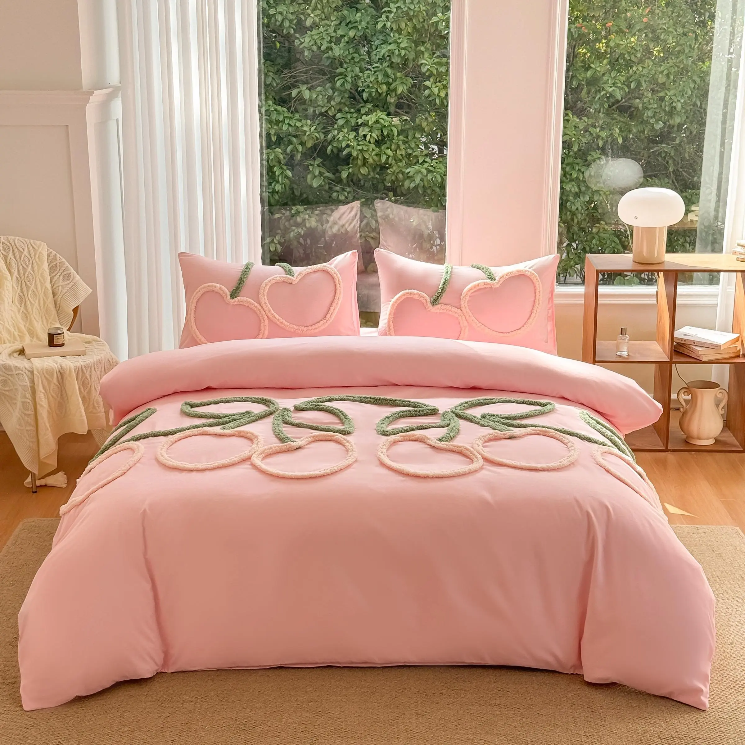 Cherry Pattern Duvet Cover Set, 1 Set Including Duvet Cover & Pillowcase without Filler, Comfortable Bedding Set for Home Bedroom, Adults Bedroom Accessories