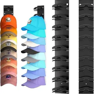 Wall Mounted Baseball Cap Organizer Rack, Durable Adhesive Hat Holder, Hat Storage Rack with Multiple Compartments for Easy Organization of Caps, Decor, Storage Hooks, Wall Mount Design