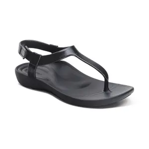 Aetrex Skyler Thong Sandal - Black | Women's Orthotic Sandals with Arch Support for Foot Pain Relief