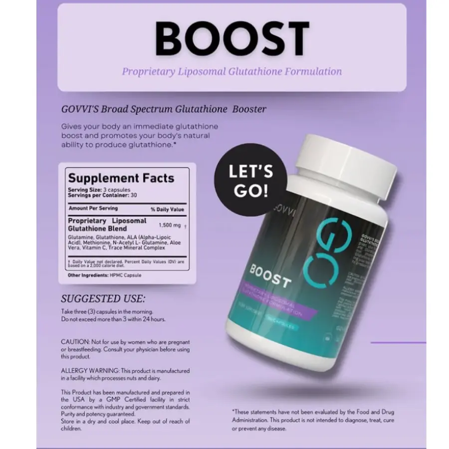 GOVVI BOOST Liposomal Glutathione 1500mg 90 Capsules Antioxidant Immune Support Detox USA Made Enhanced Absorption - TikTok Shop GOVVI BOOST Liposomal Glutathione 1500mg 90 Capsules Antioxidant Immune Support Detox USA Made Enhanced Absorption - TikTok Shop