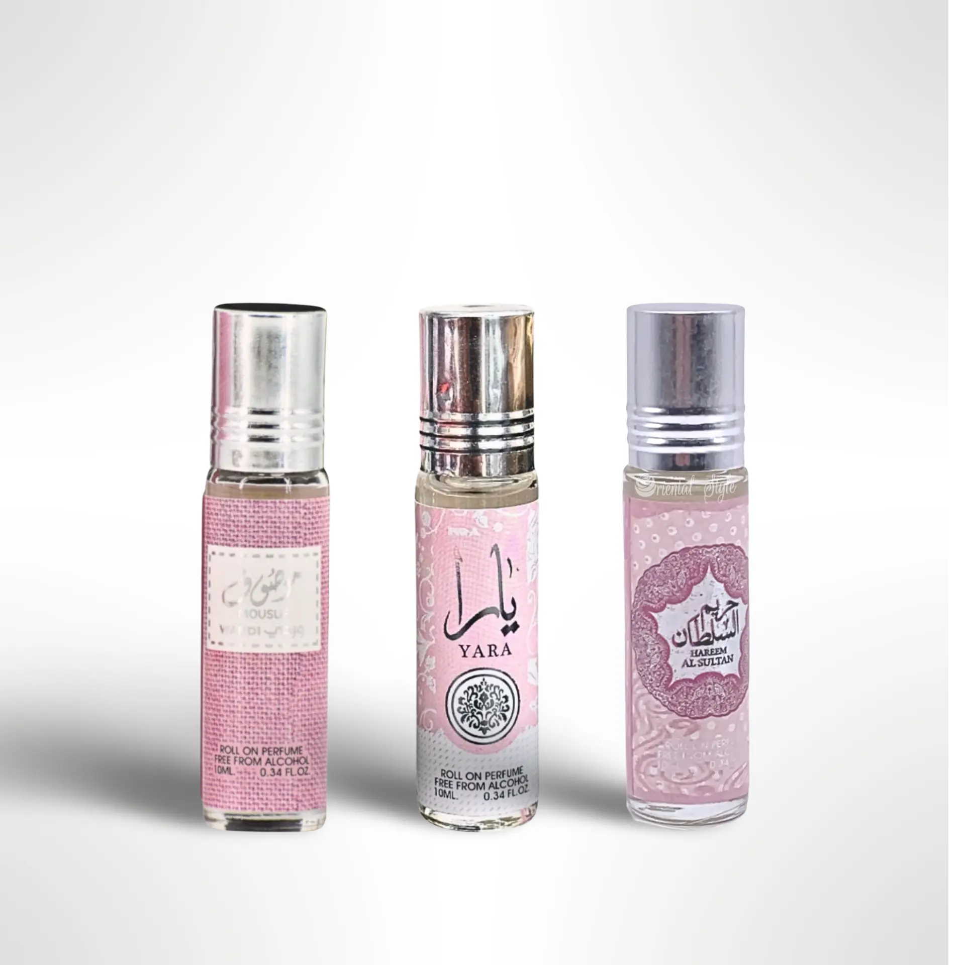 Lattafa Unisex Alcohol-Free EDP Roll-On Perfume Multi-Pack Gift Bundle - 10ml Fragranced Assortment (Mousuf, Hareem Al Sultan) with Floral Scents & Musk Unisex Fragrance for Everyday Wear