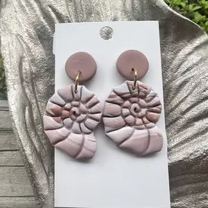 Mocha swirl polymer clay shell earrings