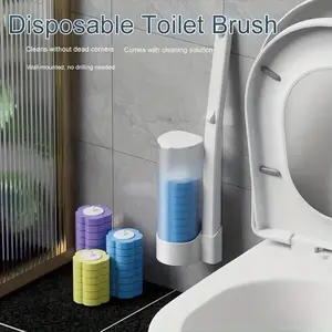 24PCS Disposable Toilet Brush with Triple-Layer Refills - Hygienic & No Scrubbing Mess!