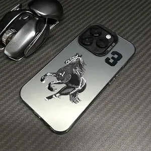 New Trendy 3 Horse Racing Case for iPhone 16 Pro Max 15 Plus 14 13 12 11 XS XR Matte Shockproof Anti-Scratch Stylish Smartphone Cover Premium Protector Screen Protector Black Silicone Cellphone Protective