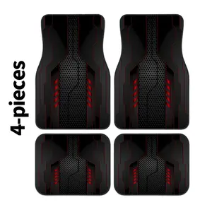 4pcs Fashionable Car Floor Mats, Thickened Print Design, Non-Slip Base, Fits Most Models, Tesla Mdy, Suv, Halloween Christmas Gift