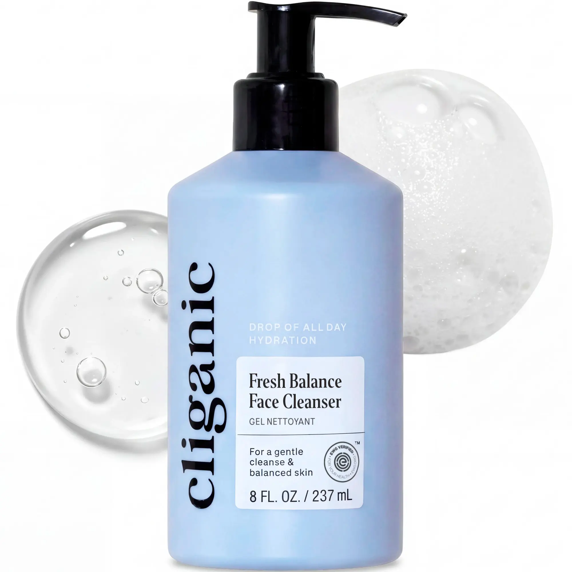 Cliganic Clean Gentle Face Cleanser with Jojoba, Rosehip Argan Oils Removes Makeup Impurities Aloe Vera Glycerin for Balanced Glowing Skin - Hydrating Gel Cleanser Wash with Triple Botanical Complex