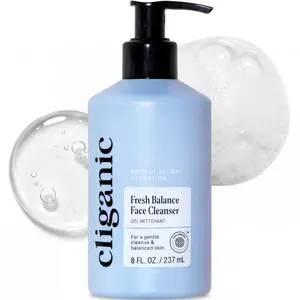 Cliganic Hydrating Gel Cleanser with Triple Botanical Complex® – Clean Gentle Face Wash with Jojoba, Rosehip Argan Oils Removes Makeup Impurities Aloe Vera Glycerin for Balanced Glowing Skin