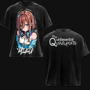 valentine shirts Japanese hot Anime The Quintessential Quintuplets Nino Print Tee Washed Oversized Vintage Washed 1high quality hot product Unisex