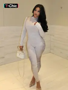 Women's Fashion Snake Print Round Neck Long Sleeve Fitted Jumpsuit, Womenswear, Comfortable Chic Casual Wear, Spring & Fall, Daily or Outdoors, Lady