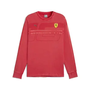 PUMA Mens Scuderia Ferrari Race Desert Sun Las Vegas Crew Neck Long Sleeve Casual Tops Casual - Red
