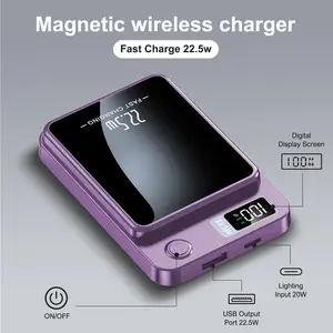 Digital DisplayMagnetic Wireless Power Bank, Portable Charger with Built-in Cables for iPhone 17/16/15/14/13/12 & Pro Max Series, Compact Fast Charging Battery Pack with Real-Time Power Readout tiktokshopspringglowup