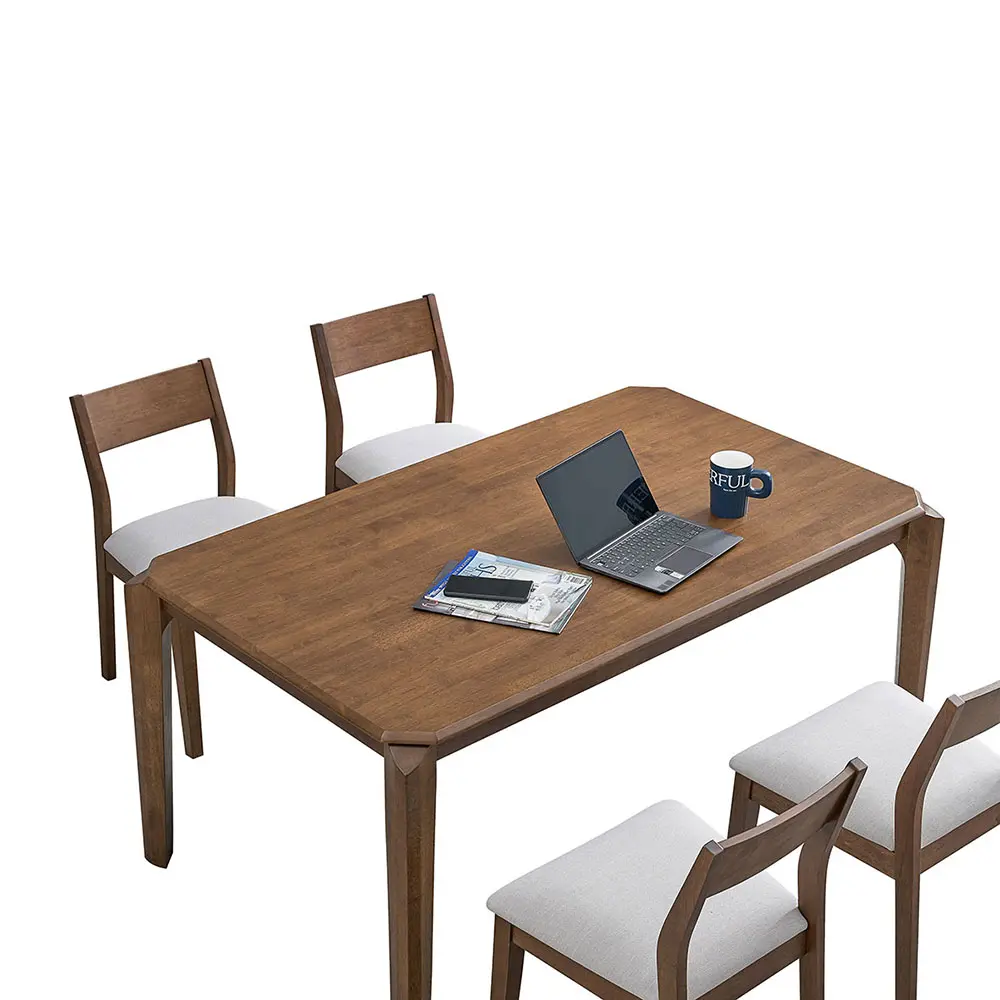 5-Piece 59-inch Hardwood Dinning Table Set, Walnut Finish