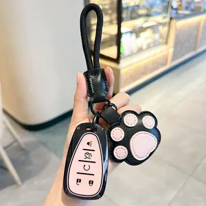 ACEBOY for Chevy TPU 5 Button Keys Cover Shell Glittering Car Keychain for Malibu Equinox Trax Camaro Blazer Traverse Trailblazer Spark Girly Cute White Gold