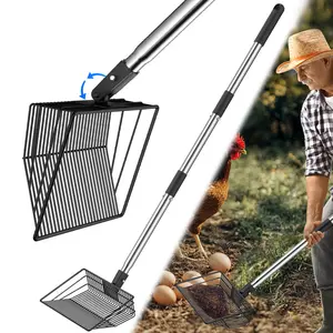 Stainless Steel Chicken House Cleaning Shovel - Extendable Detachable Long Handle, Metal Mesh Screen, No-Power Efficient Waste Remover, Suitable for Cat Litter & Farm Poultry Maintenance, Father's Day Gift