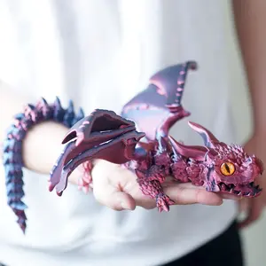 22inch 3D printed flying dragon model toys, flexible joint animal doll statues, home and office desk decorations, holiday surprise gifts Ornaments Decorative