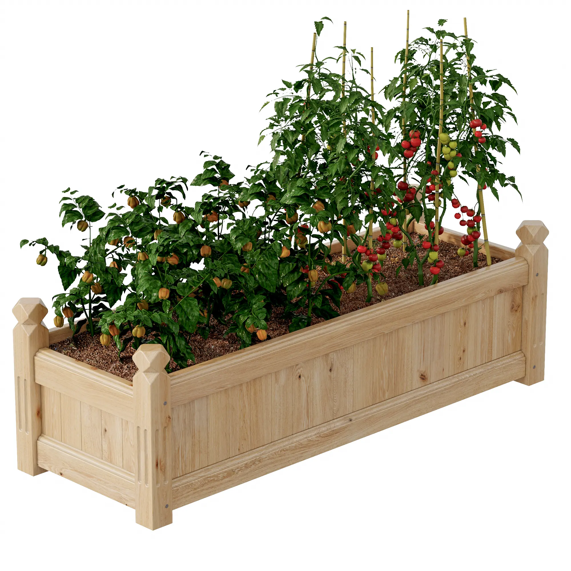 Wooden Raised Garden Bed with Drainage, Rectangular Timber Trough Planter Box for Veg & Flowers, Outdoor Elevated Planting Container for Garden, Backyard, Lawn, Patio, 43" x 15" x 13"