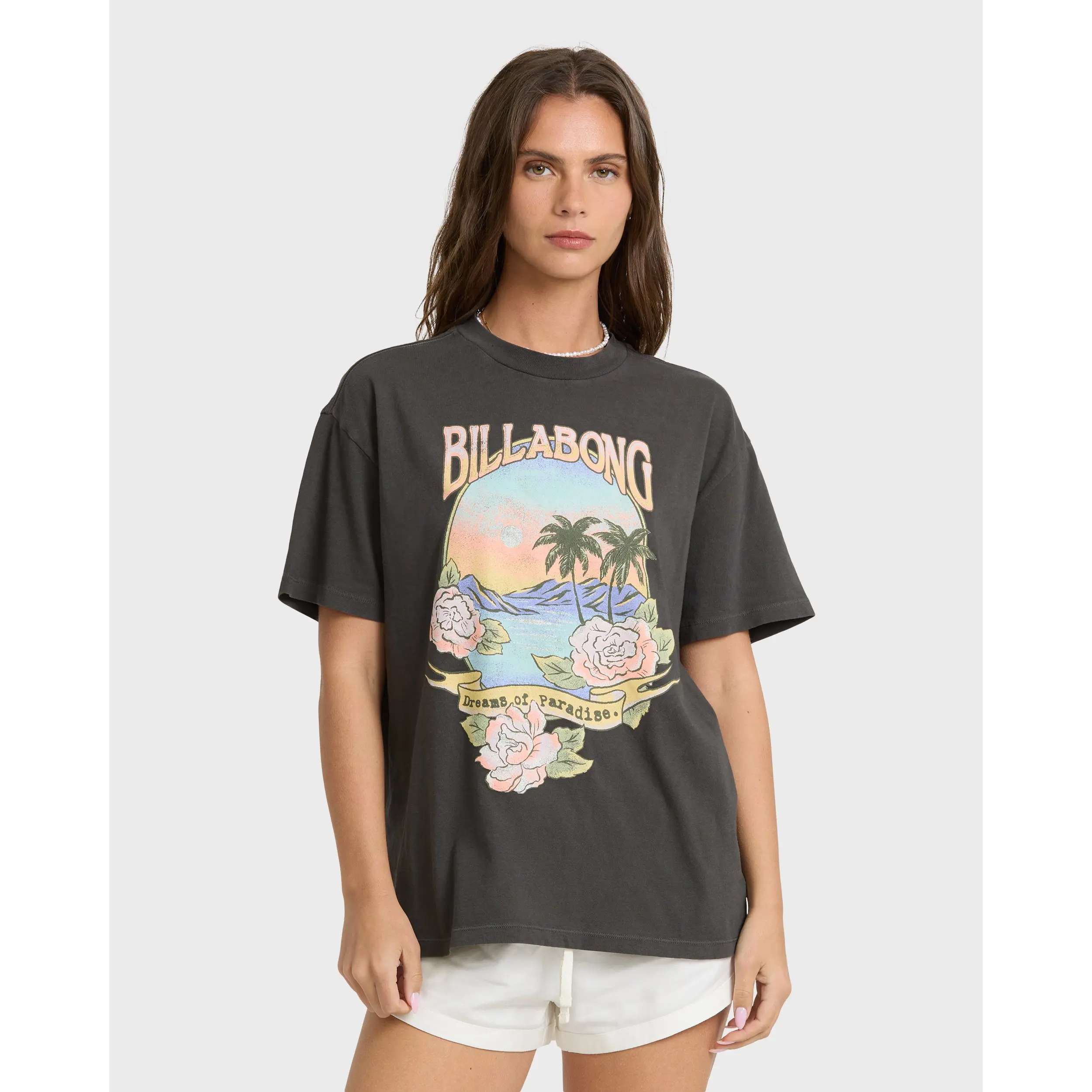 Dreamy Memories Short Sleeve Cotton T-Shirt - Off Black