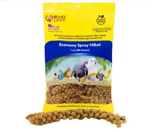 Birds LOVE Economy Special Spray Millet GMO-Free (No Stems Only Edible Tops) for Birds Cockatiel Lovebird Parakeet Finch Canary All Parrots Healthy Treat - 7oz