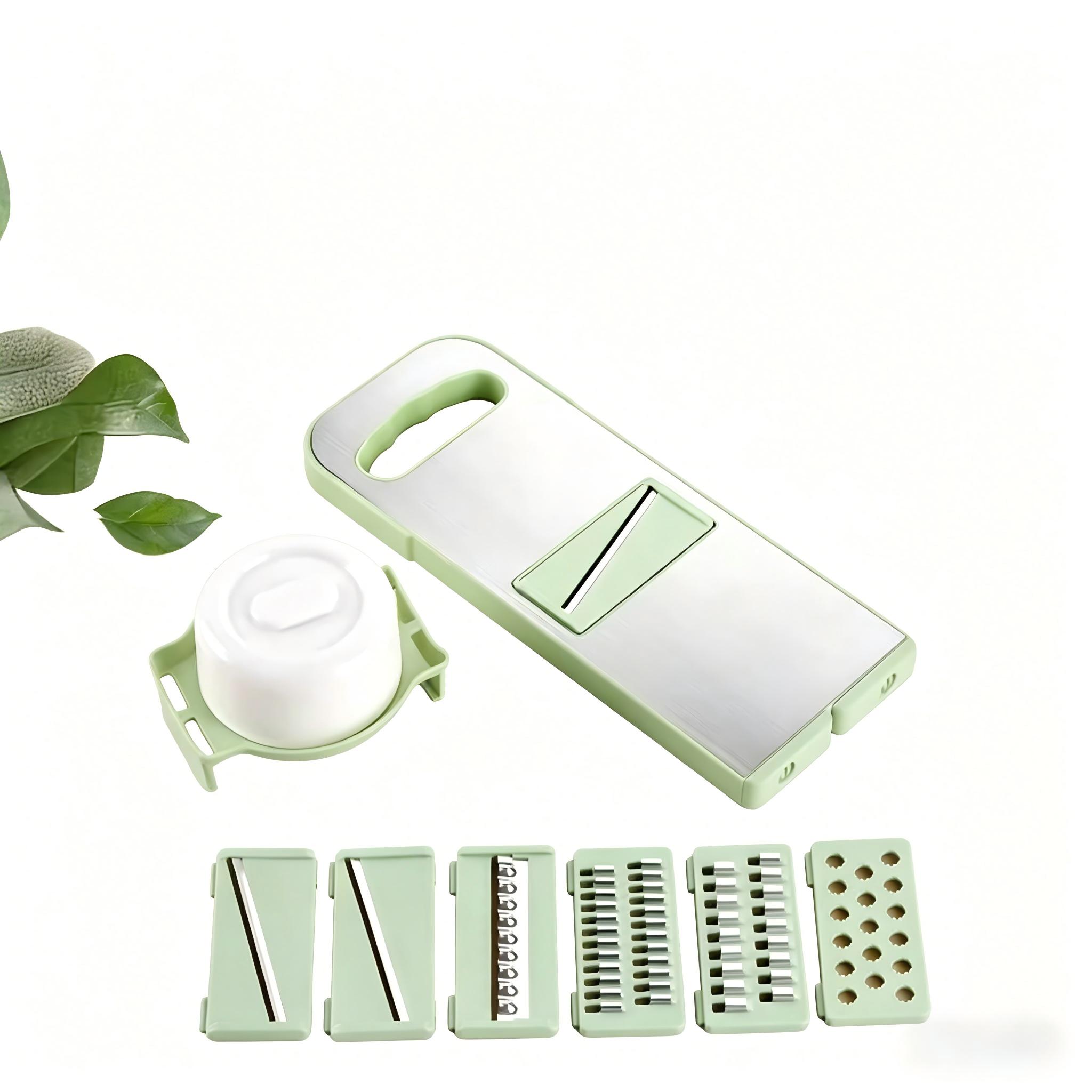 Multi-functional vegetable slicer with grater,adjustable stainless steel blades,comfortable handle,safety features,easy to clean,carrot grater,cabbage shredder,cucumber slicer, kitchen utensils