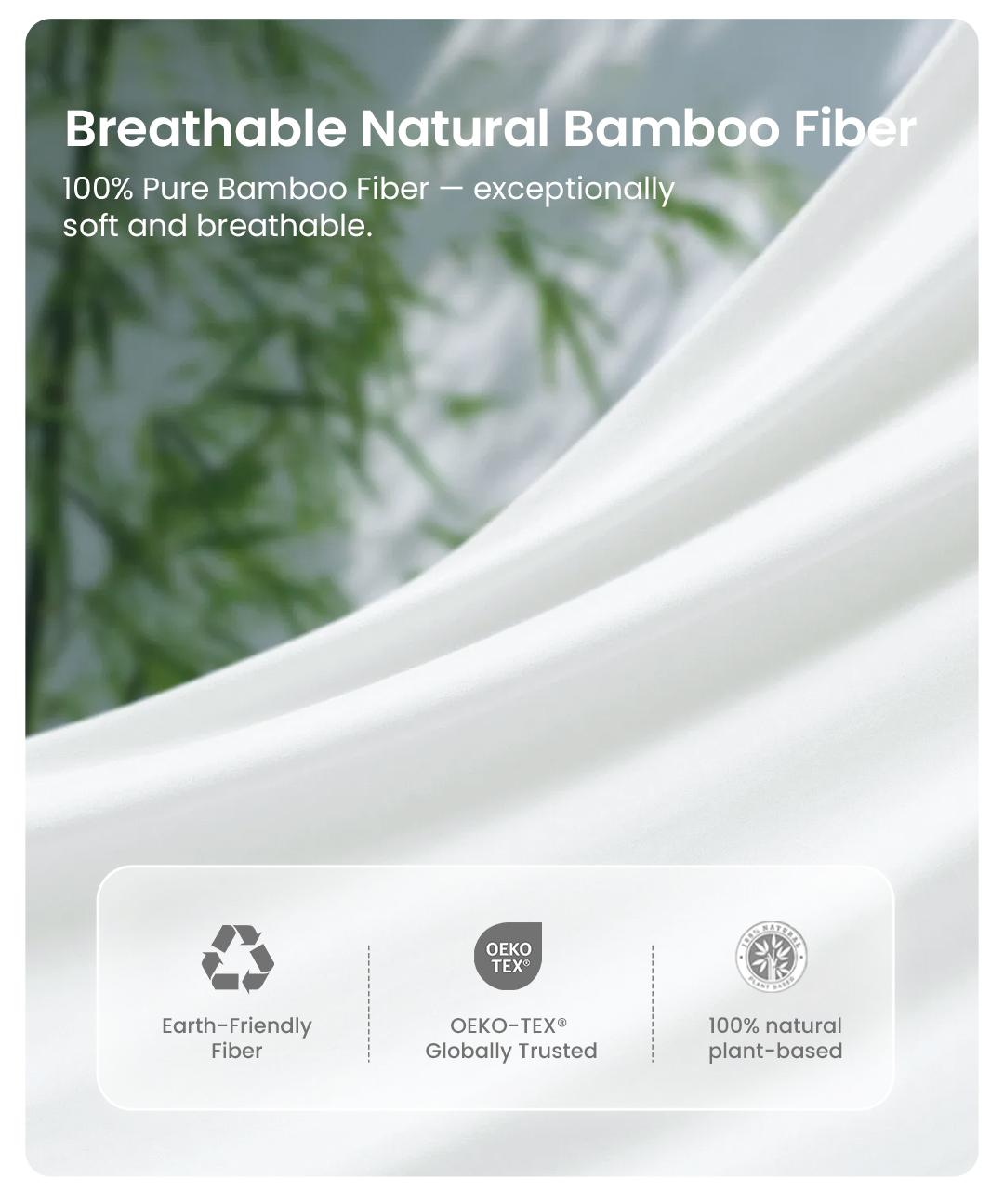 APSMILE Bamboo Sheet Sets 4 Piece , Organically Growth, Silky Soft & Cooling, 4 Piece (1 Fitted Sheet, 1 Flat Sheet and 2 Pillowcases) White Bedding Set with 15" Deep Pocket