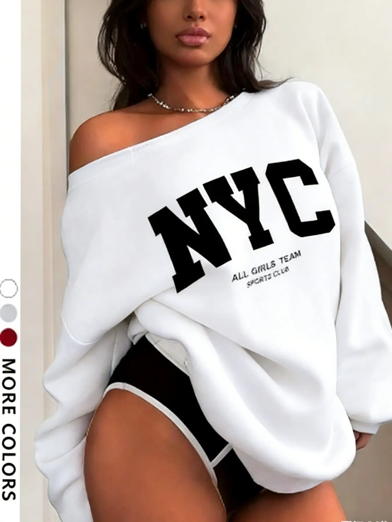 Nyc Letter Print Oversized Long Sleeve Hoodie Sweatshirts, Loose-Fitting Baggy Casual Wear, Perfect for Daily & Home Comfort, Trendy Fall&winter Fashion