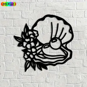 1pc Seashell & Floral Metal Wall Art, Coastal Seashell Statue Mural, Ideal Gift for New Year, Easter, Beach Decor Enthusiasts,  Perfect for Living Room Wall & Garden Fence, Charming Coastal Home Decor