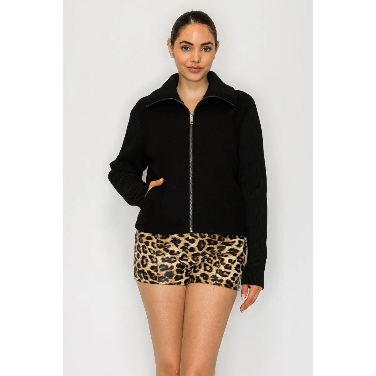 Soft Contrast Knit Jacket
