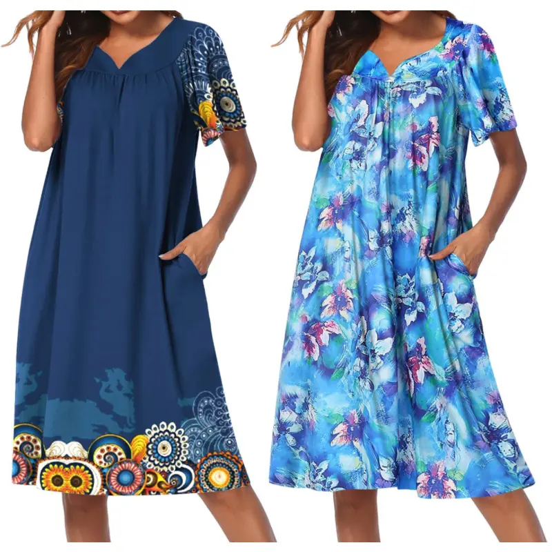 Blue Floral/Dark Blue Print