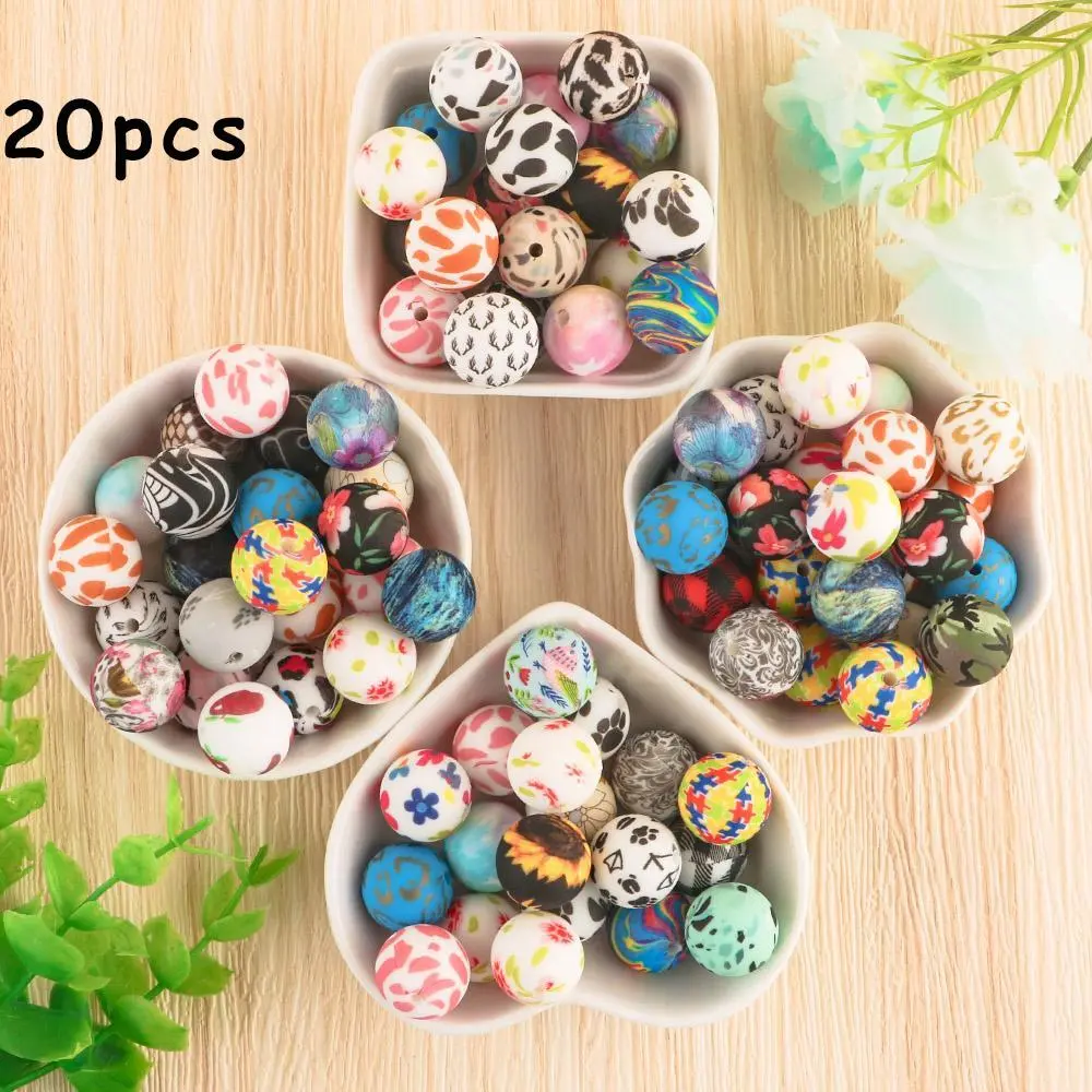 Silicone Beads, 20pcs/set Colorful DIY Galaxy Beads for DIY Bracelet Necklace Keychain Pendant, Beaded Set, DIY Beading Supplies for Jewelry Making, DIY Beading Accessories