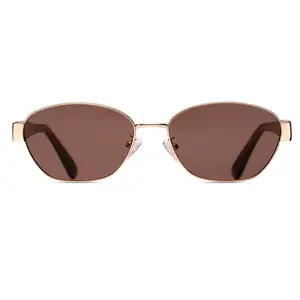 innsol Oval Cat Eye Sunglasses for Women, Trendy Y2K Metal Frame Retro Sun Glasses UV400 Protection for medium face
