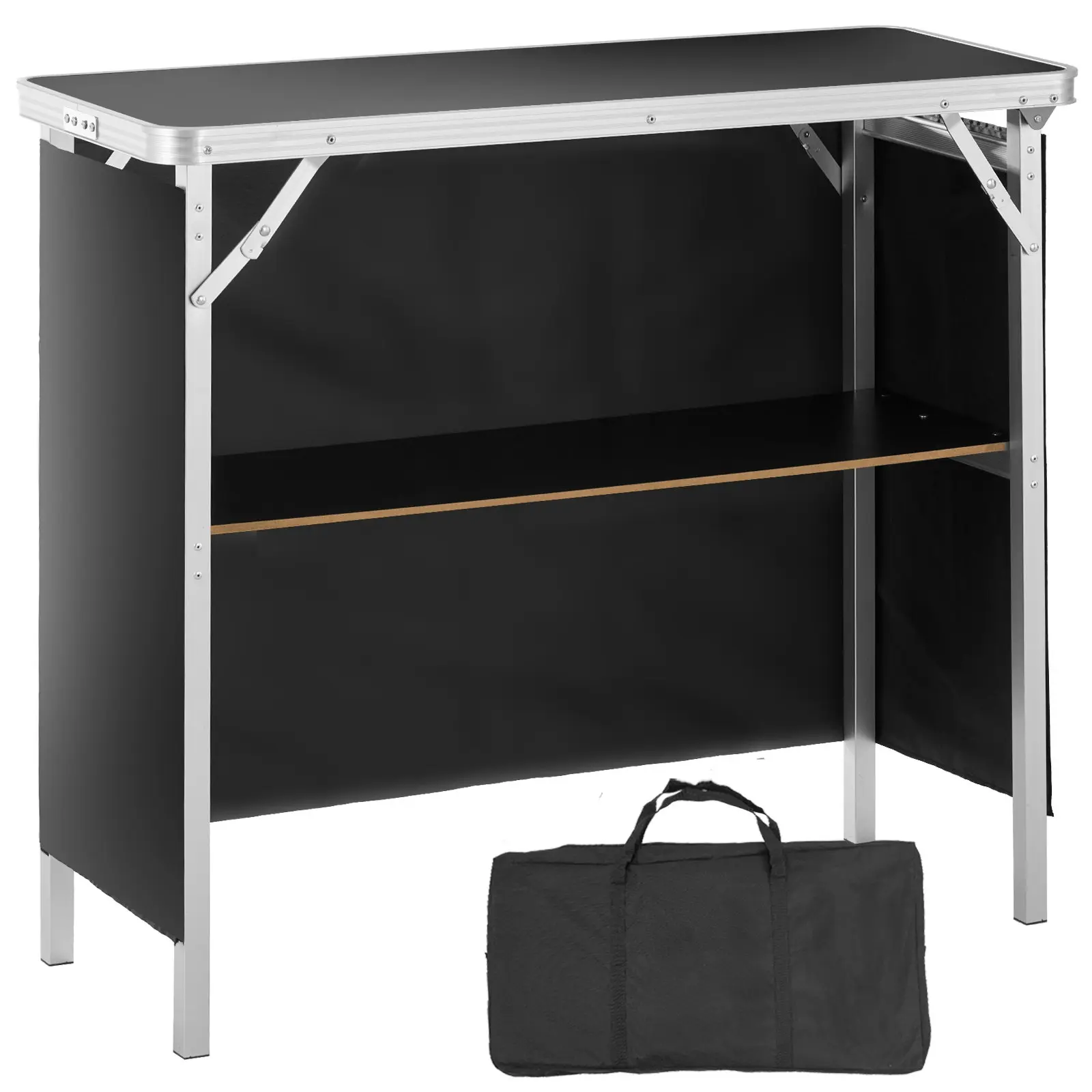 【Summerfinds】VEVOR DX9930 Aluminium-MDF Folding Portable Bar Table (10.1 lbs Lightweight), 38.39x15.16x34.25 in, 66.7 lbs Load Capacity, Cloth Skirt, Carrying Case, Storage Shelf, for Backyard Party, Business Expo, Conferences (Tools & Hardware)