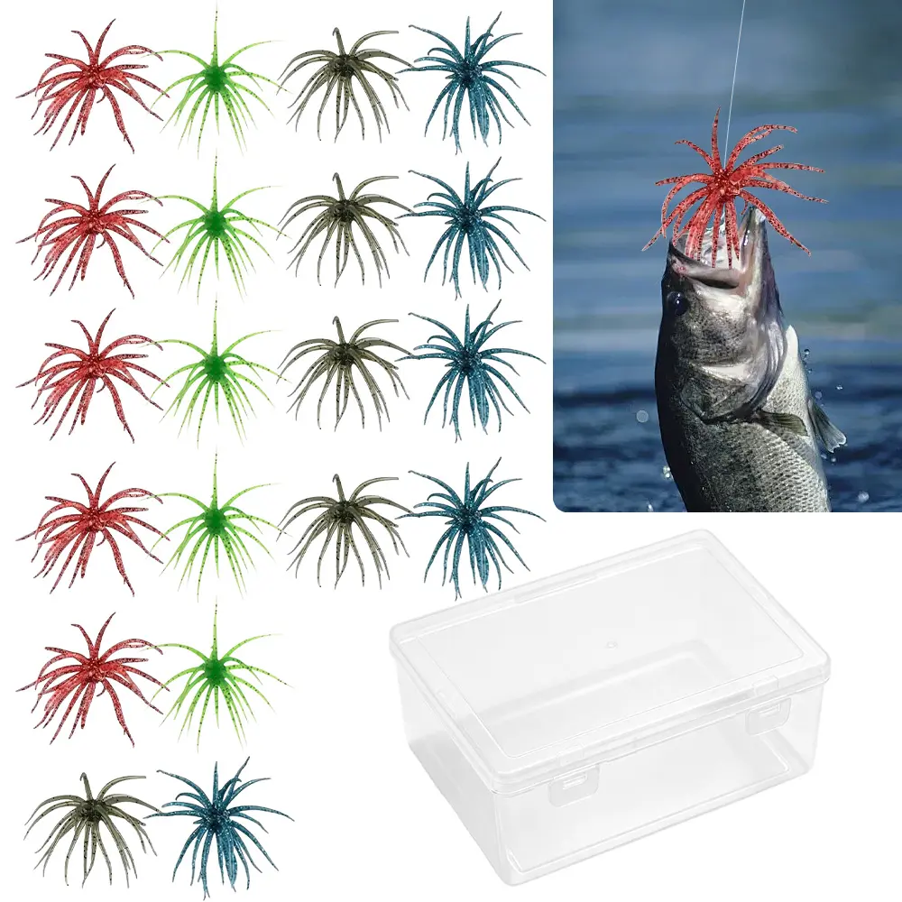 20 Pieces Urchin Baits for Bass Fishing, Soft Plastic Sea Urchin Bait, Sea Urchin Style Finesse Bait for Freshwater, Trout & Crappie