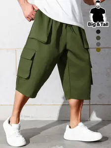 Men's Outdoor Casual Multi-Pocket Drawstring Cargo Pants, Comfortable Durable Design, Perfect for Hiking, Seven-Quarter Length