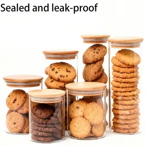 Glass Sealed Jar with Bamboo Lid, Premium Glass Storage Container, Excellent Seal, Airtight Food Storage, Ideal for Kitchen Food Storage, Long-Lasting Freshness
