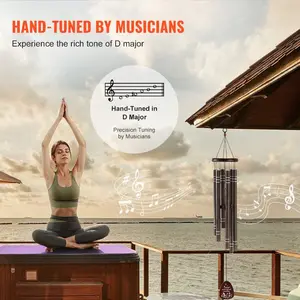 VEVOR Wind Chimes for Outside, 60 in, Deep Tone Wind Chimes with 6 Tubes, Unique Large Memorial Wind Chimes for Anniversary, Amazing Outdoor Decor for Your Patio, Porch, Garden and Backyard, Black